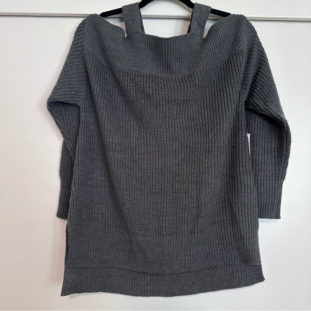 Sanctuary‎ Charcoal Ribbed Off the Shoulder Sweater